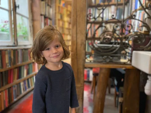 Young boy in bookstore