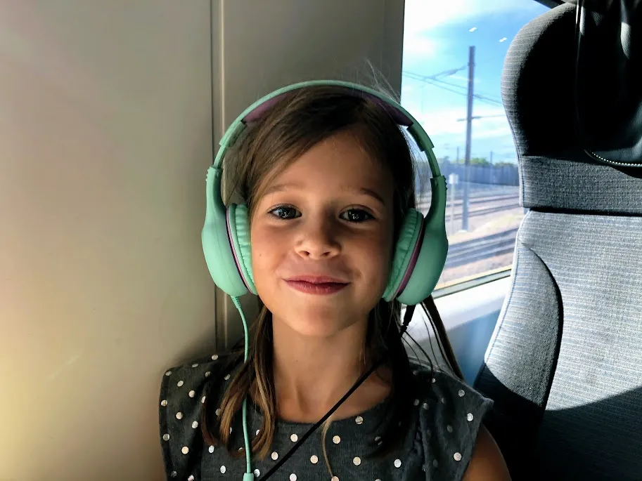 Young girl in headphones