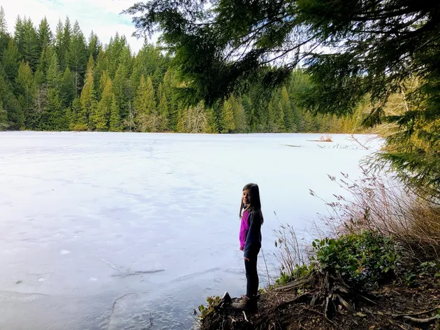 Frozen Lake on Four Lakes Trail in Squamish, BC
